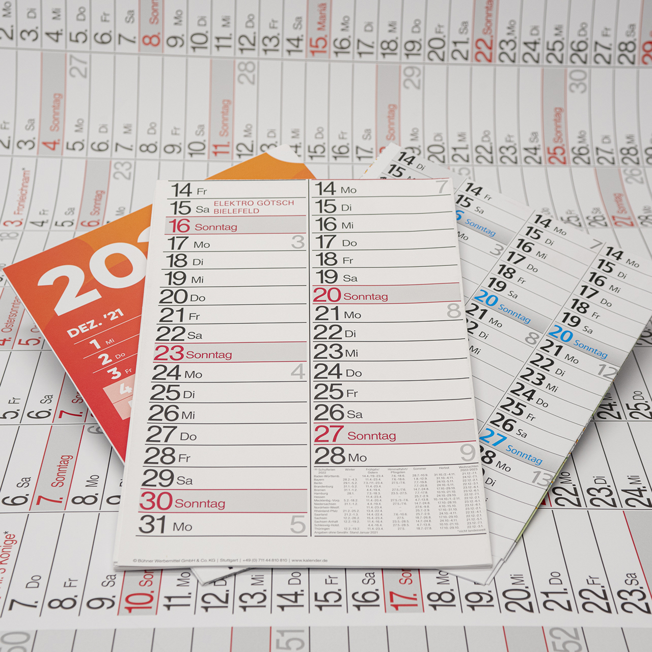 Verschiedene Faltkalender